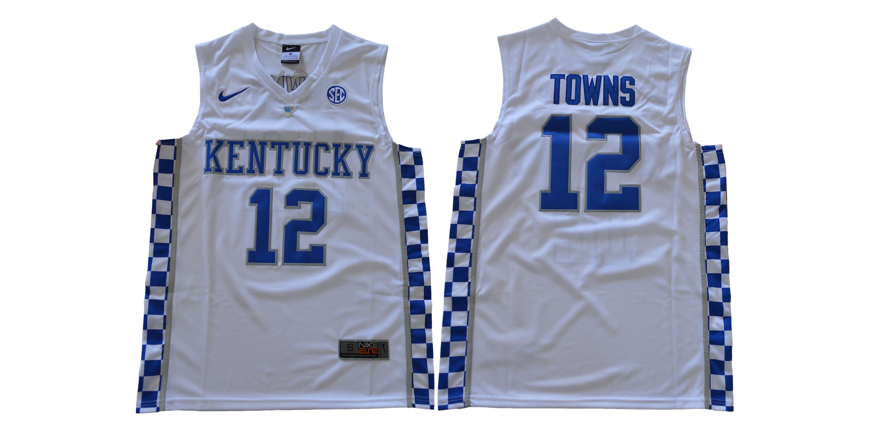 Men Kentucky Wildcats #12 Towns White NBA NCAA Jerseys->ncaa teams->NCAA Jersey